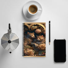 Load image into Gallery viewer, Fun Steampunk Kitties Collection Spiral notebook "Catnapped"