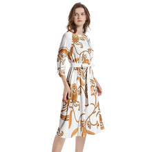 Load image into Gallery viewer, Boat Neck Belted Flared Dress