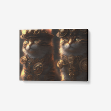 Load image into Gallery viewer, Steampunk Collection  Canvas Wall Art-  Steampunk Kitties "The Twins" -    24"X 18"