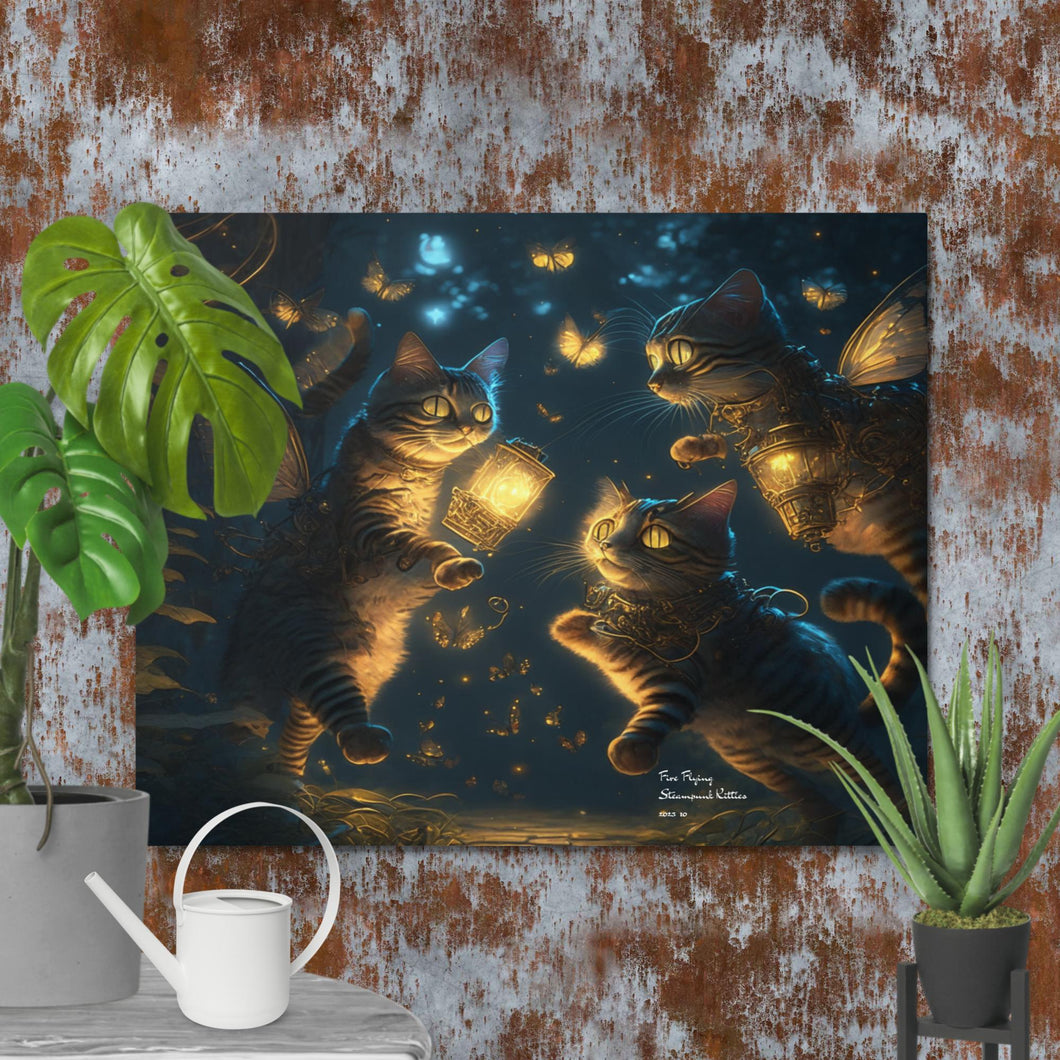 Fun Steampunk Kitties Metal prints 