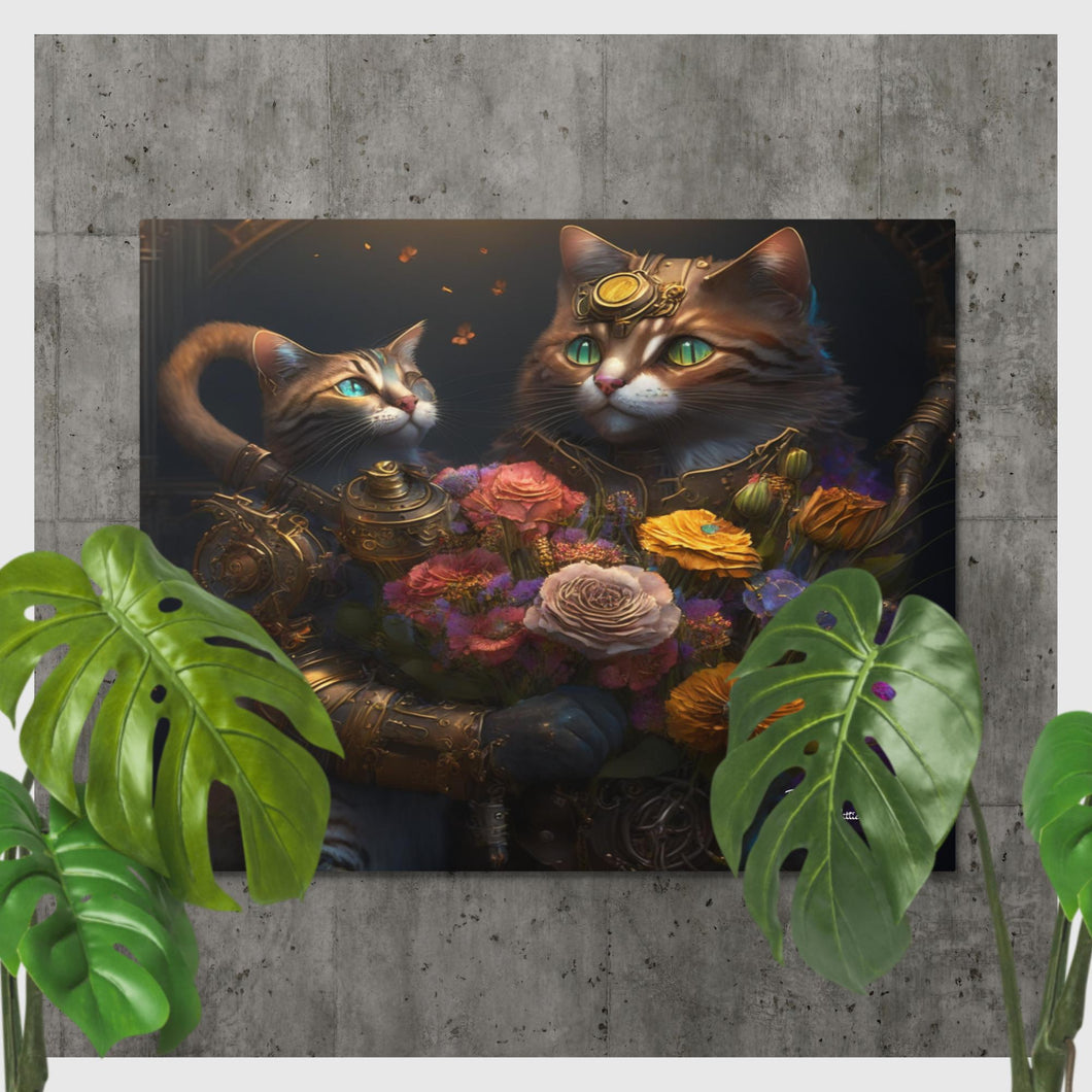 Fun Steampunk Kitties Metal prints 