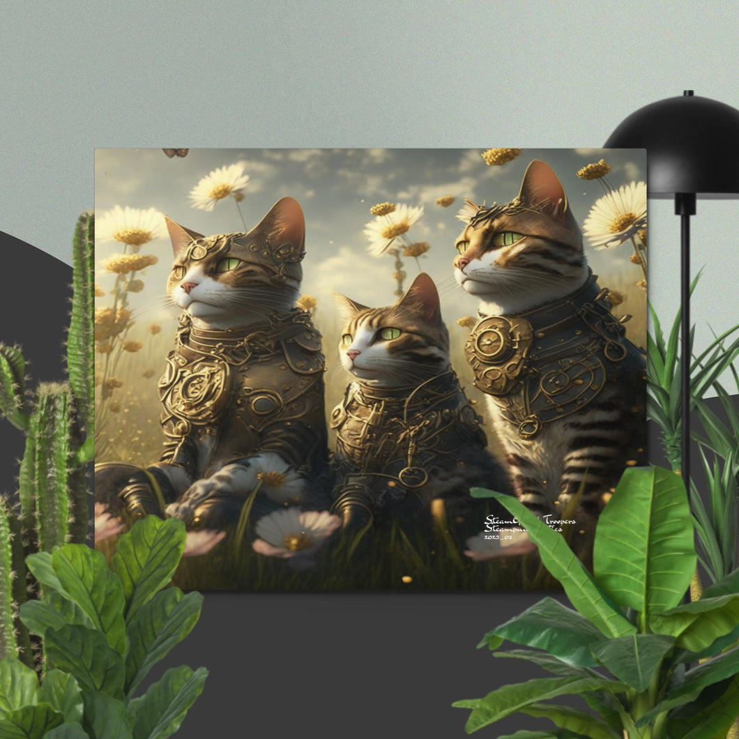 Fun Steampunk Kitties Metal prints 