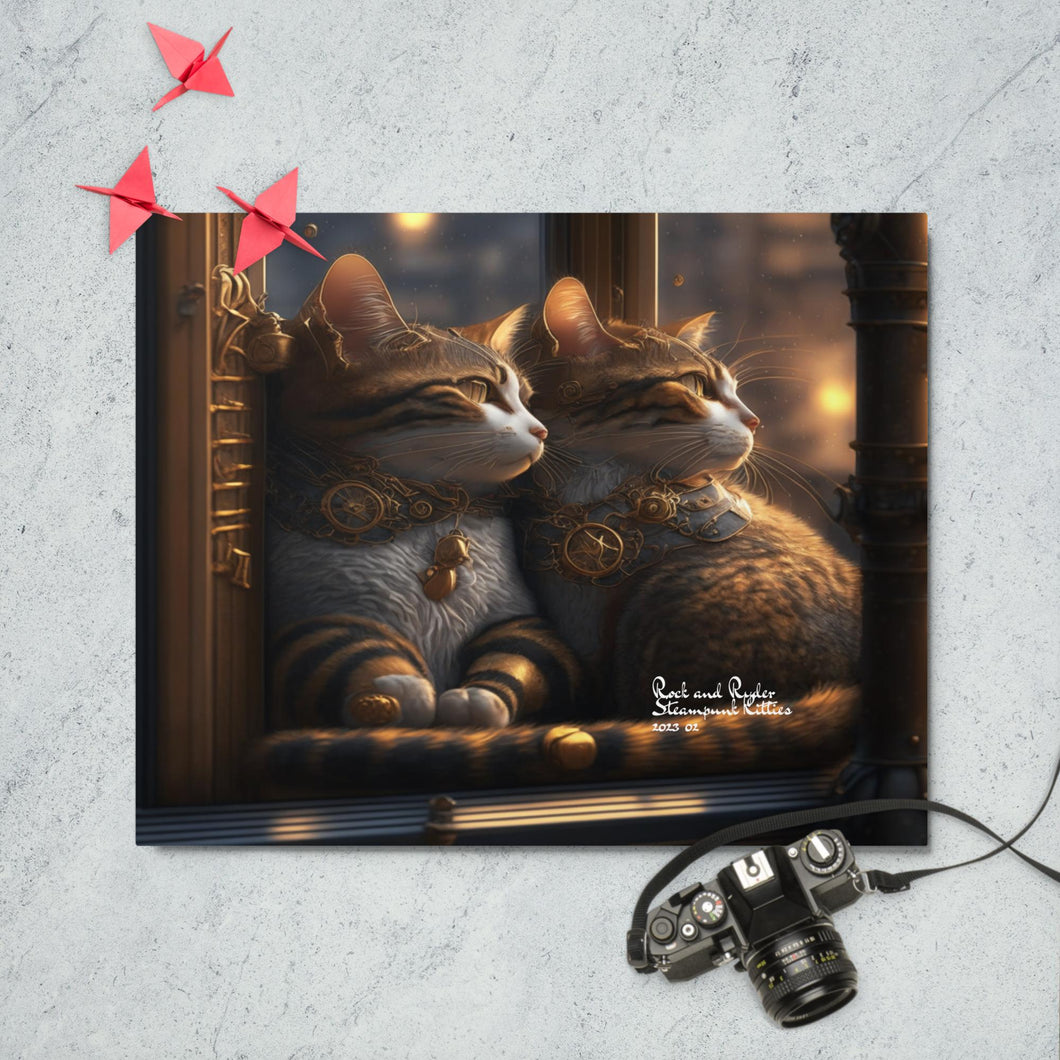 Fun Steampunk Kitties Metal prints 