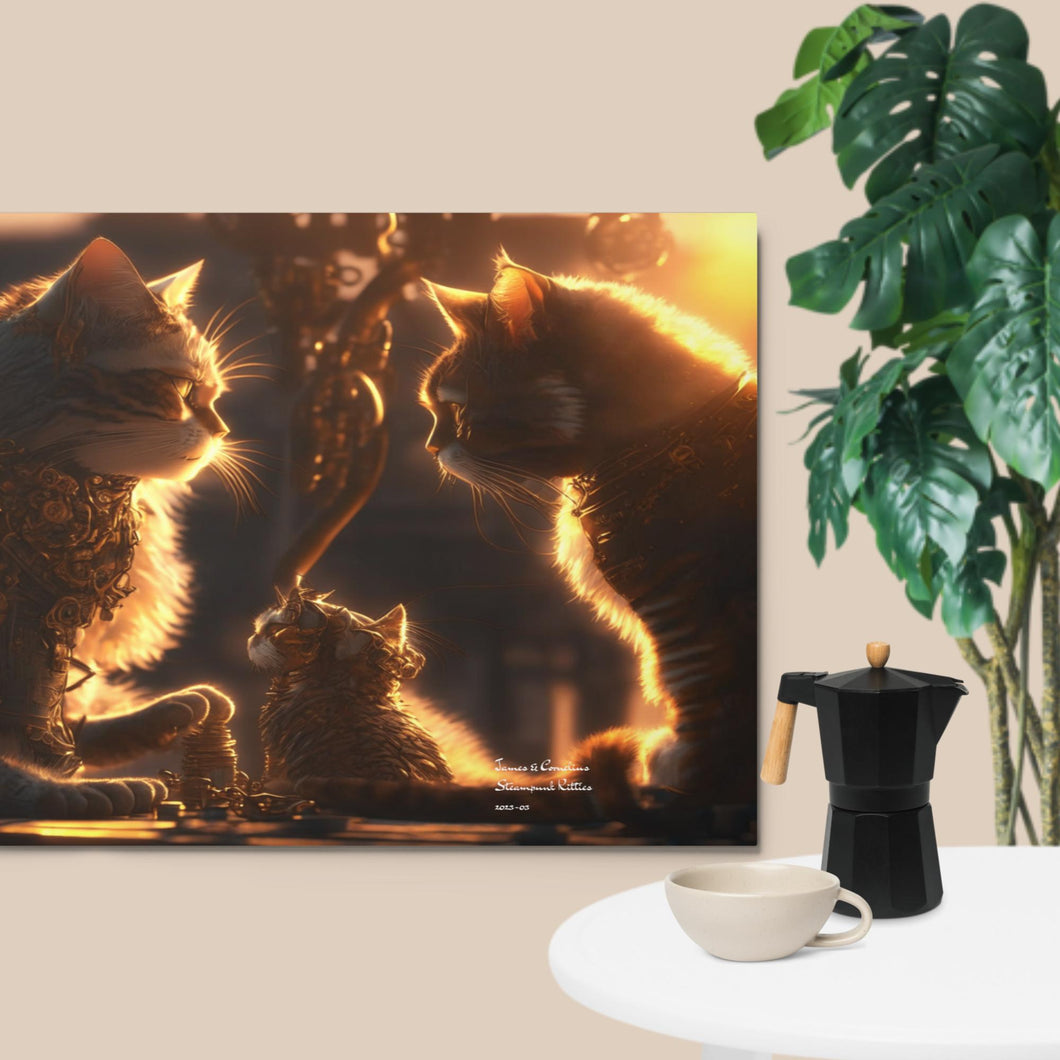 Fun Steampunk Kitties Metal prints 