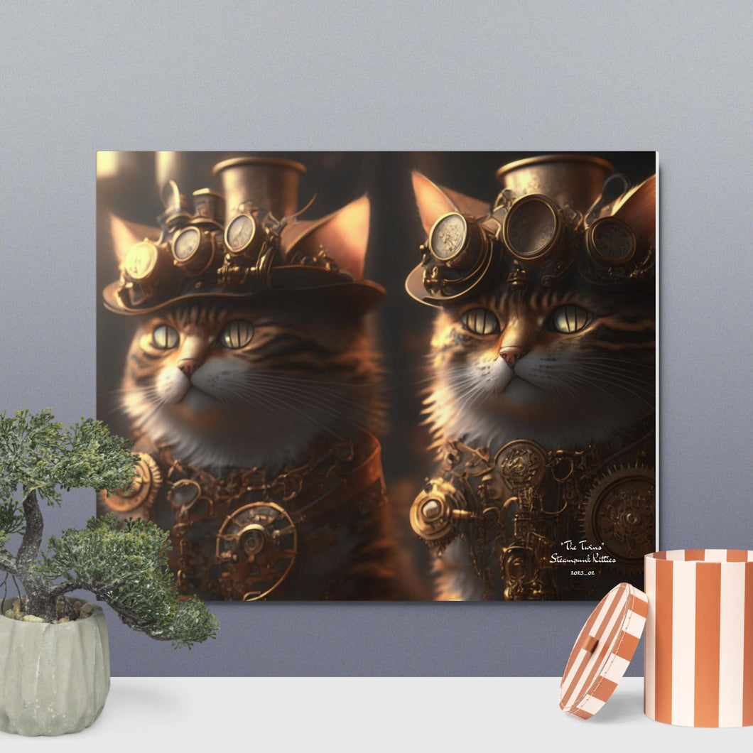 Fun Steampunk Kitties Metal prints 